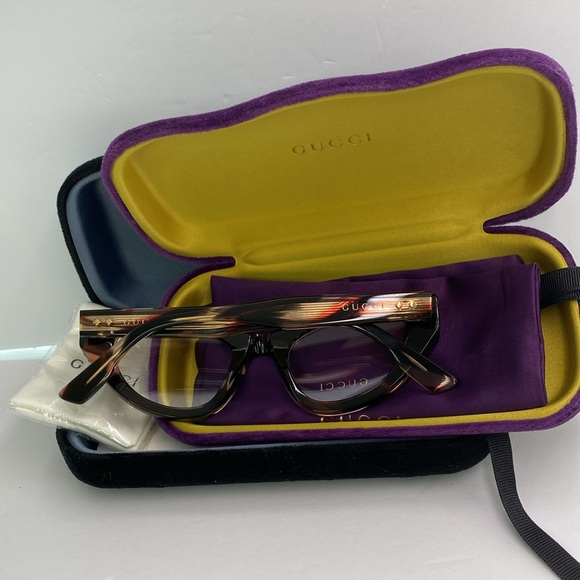 New Authentic GUCCI GG1083O 002 SHINY FLAMED BLACK AND PINK Eyeglasses - Picture 9 of 11